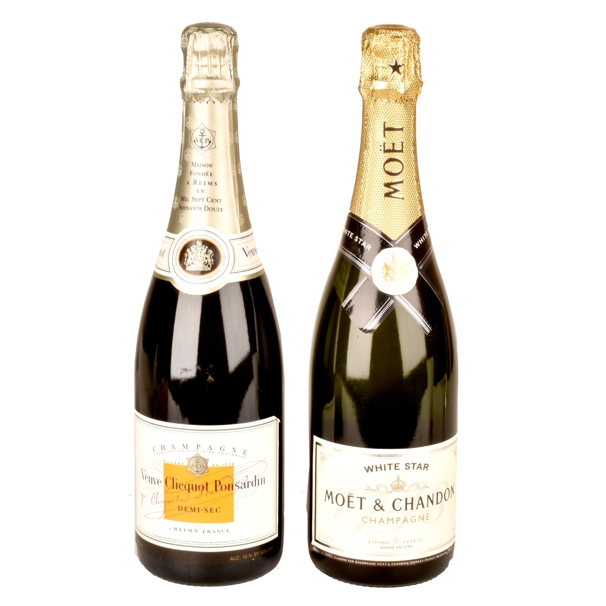 Two Art Glass Bottles of Champagne