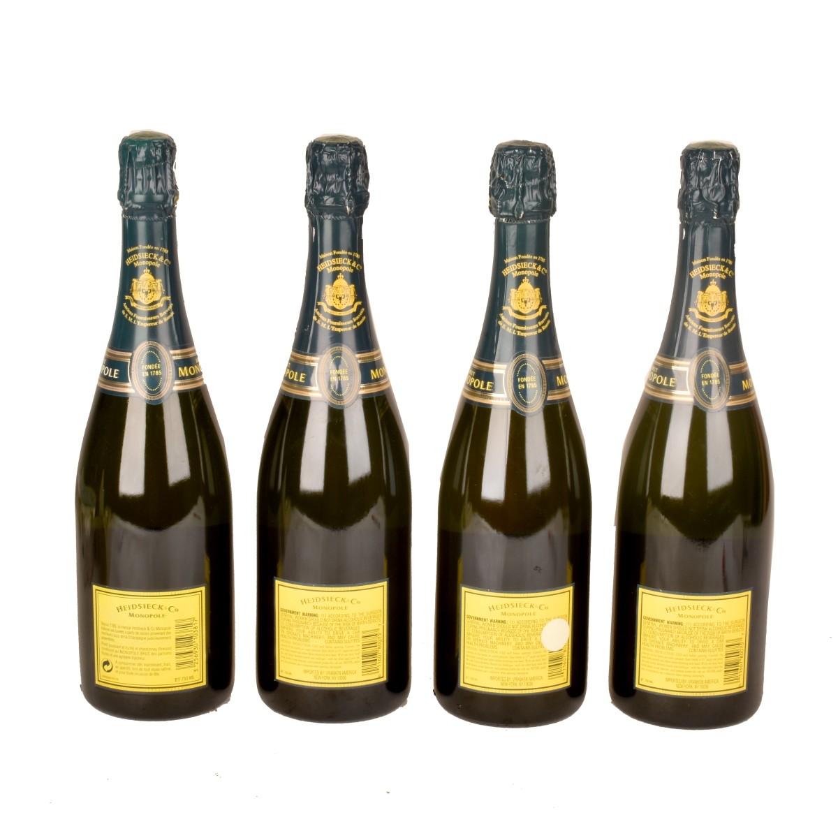 Four Art Glass Bottles Heidsieck Champagne