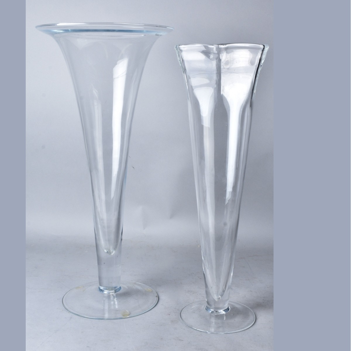 Two Large 20" Glass Vases