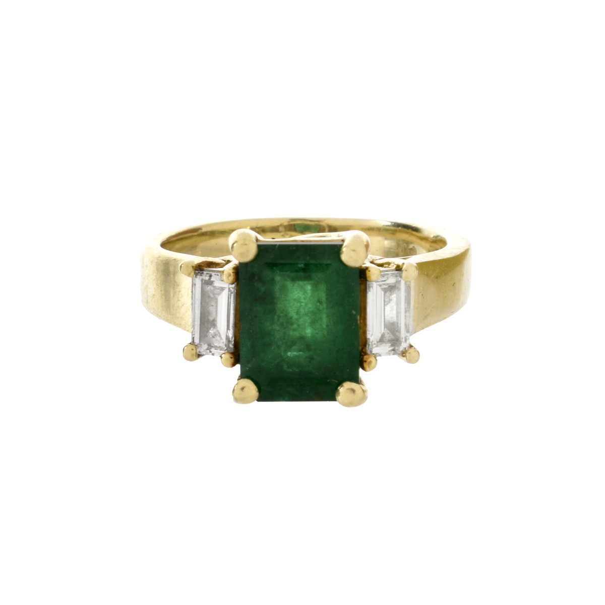 Emerald, Diamond and 14K Ring