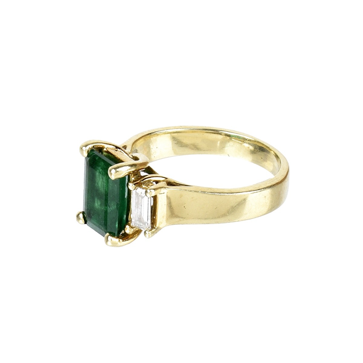 Emerald, Diamond and 14K Ring