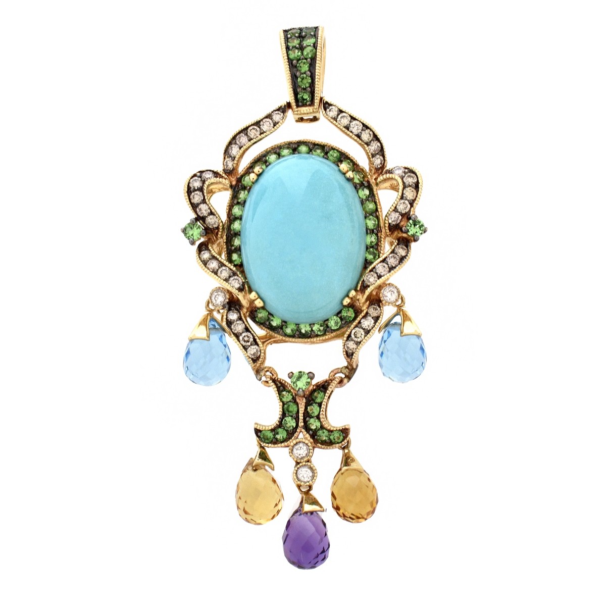 Gemstone and 14K Pendant