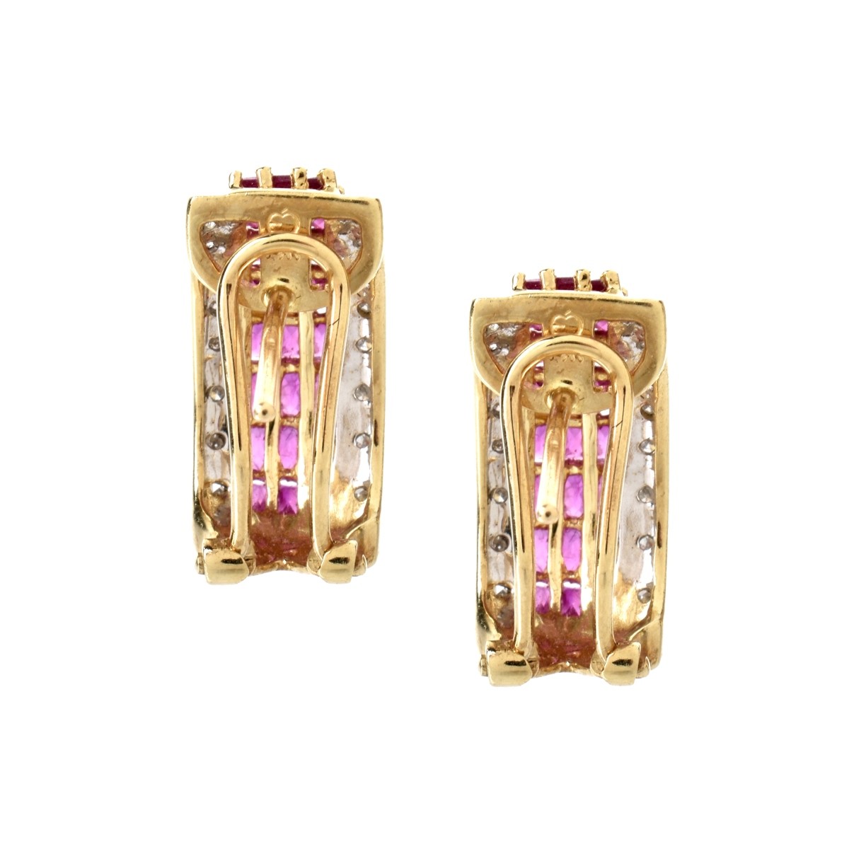 Ruby, Diamond and 14K Earrings