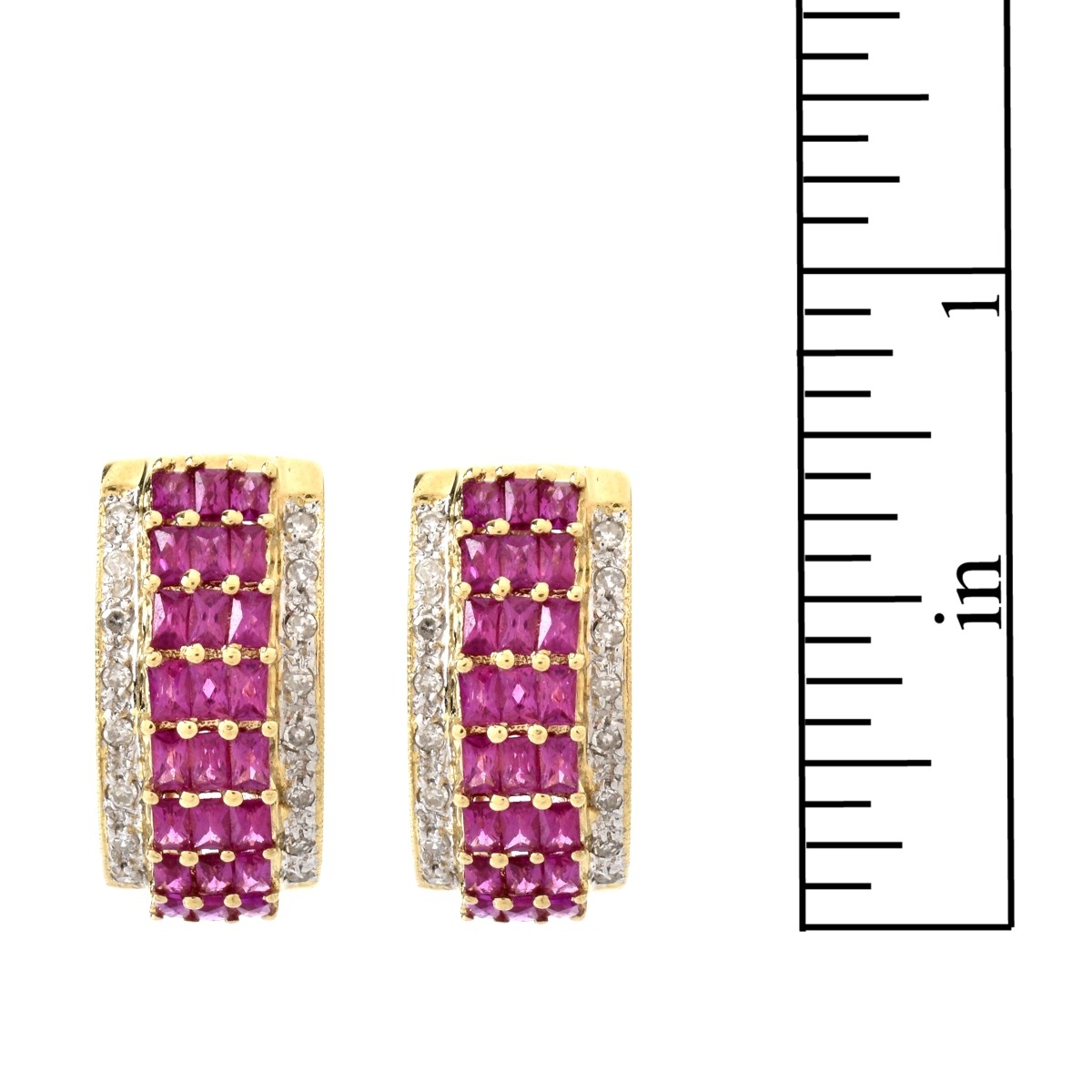 Ruby, Diamond and 14K Earrings