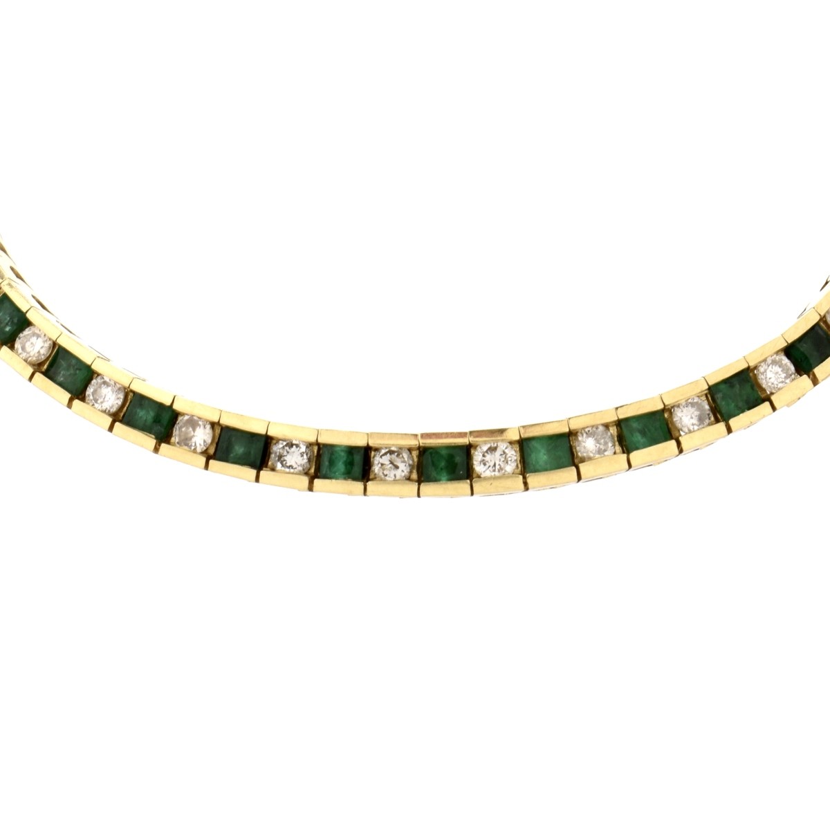 Emerald, Diamond and 14K Bracelet