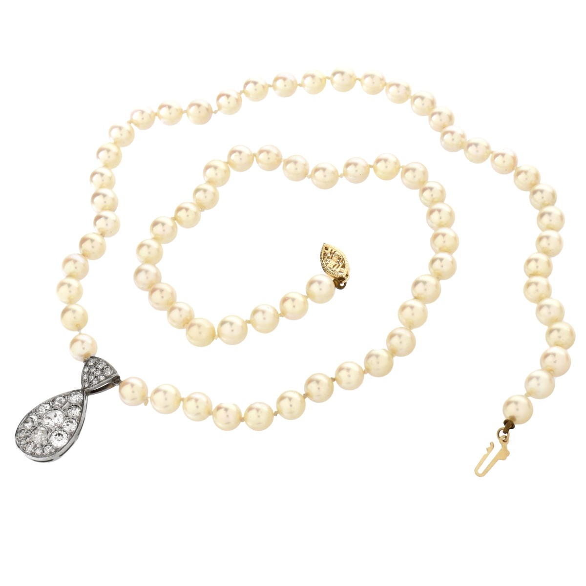 Pearl, Diamond and 14K Necklace