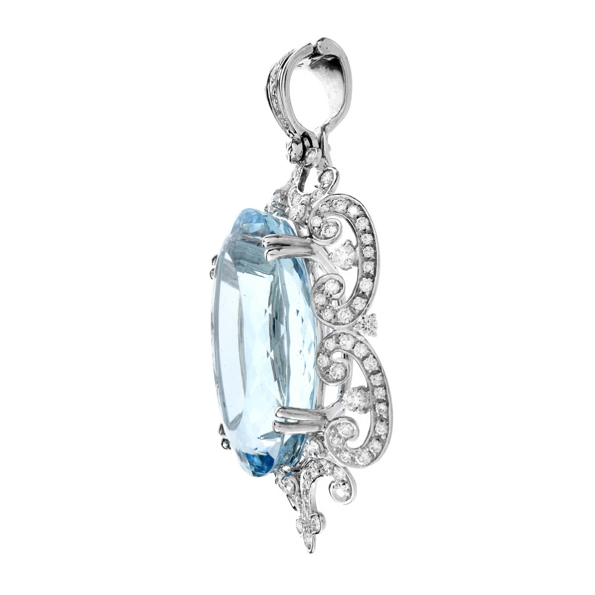 GIA Aquamarine, Diamond and 18K Pendant