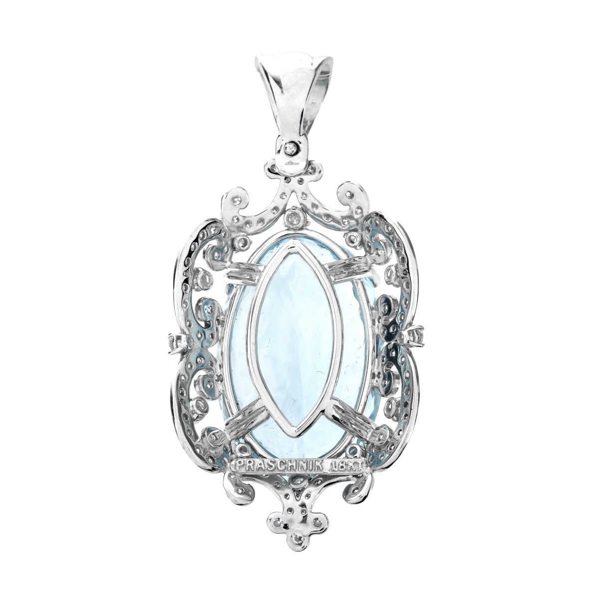 GIA Aquamarine, Diamond and 18K Pendant