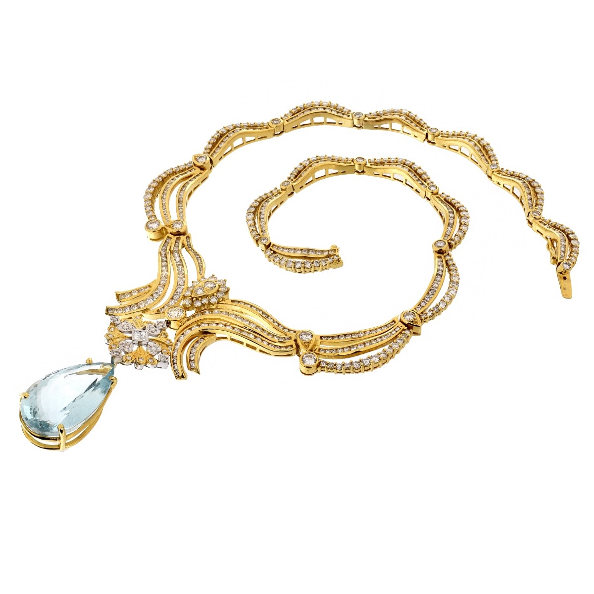 Aquamarine, Diamond and 18K Necklace