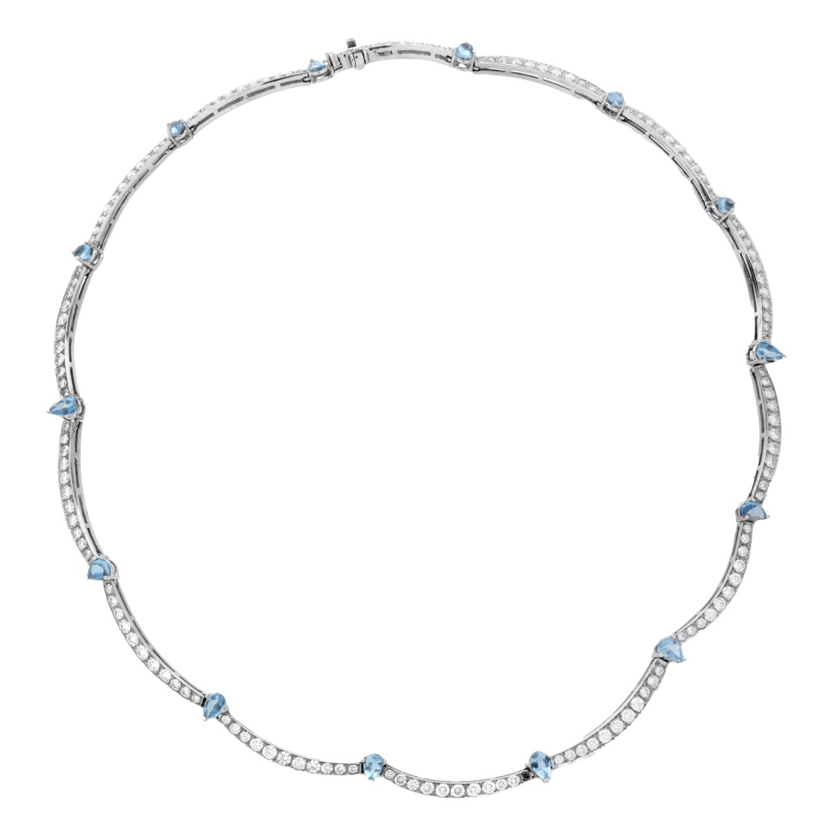 Diamond, Aquamarine and 18K Necklace