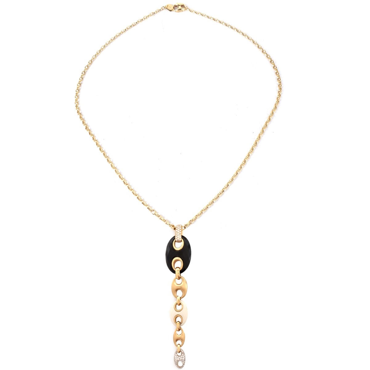 Diamond, Onyx and 18K Necklace