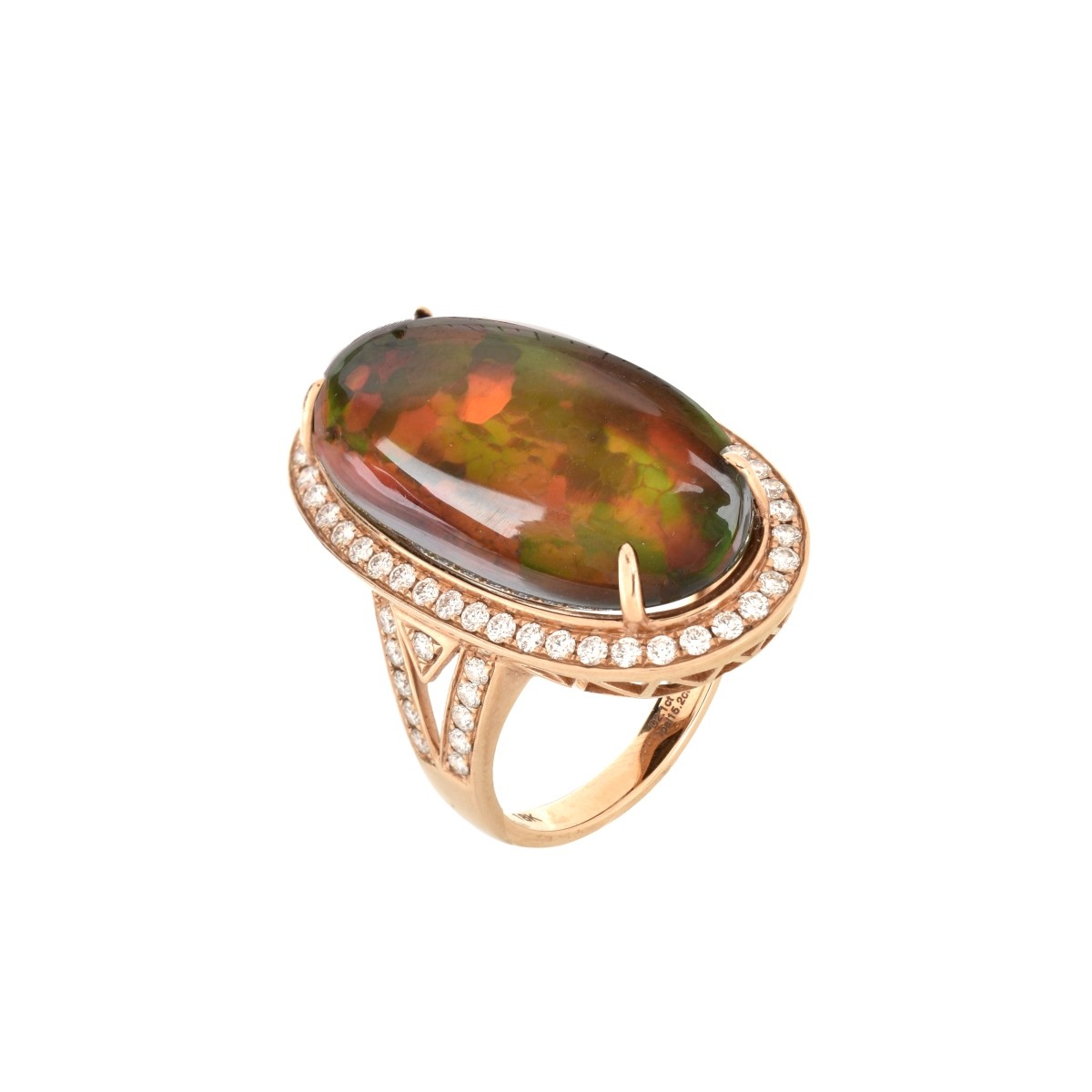 Opal, Diamond and 18K Ring