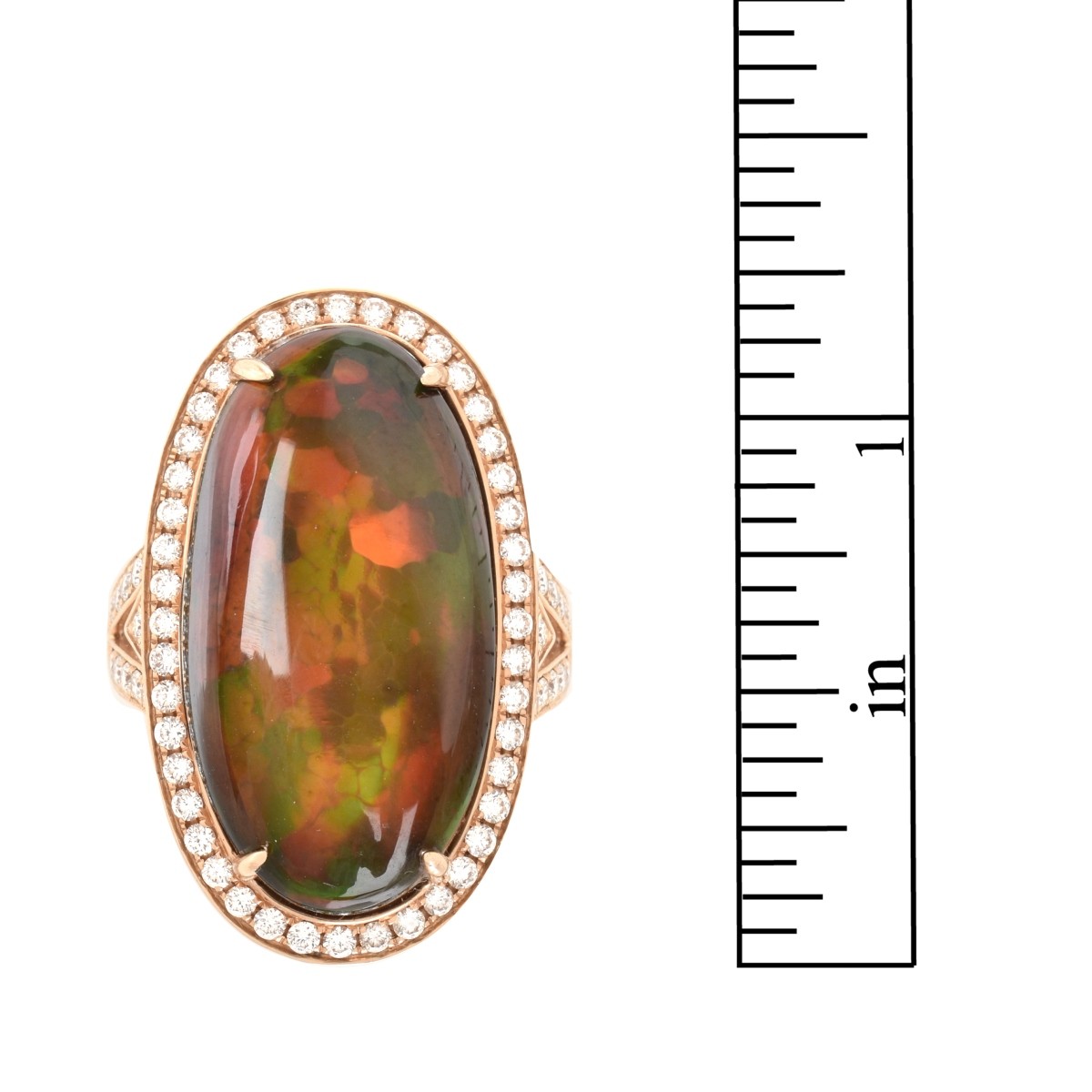 Opal, Diamond and 18K Ring