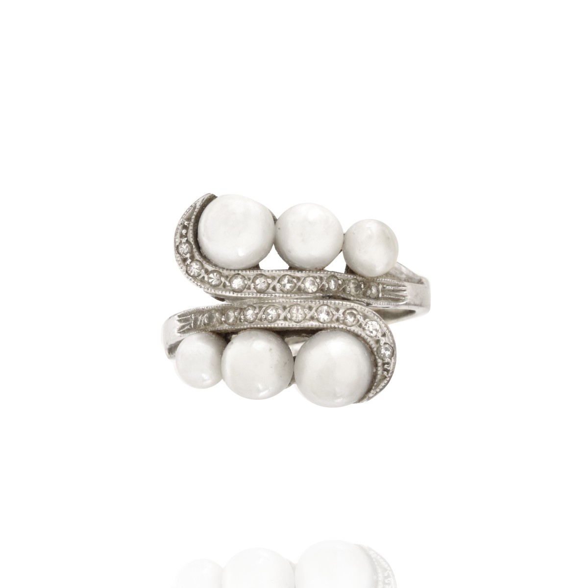 Diamond, Pearl and 14K Ring