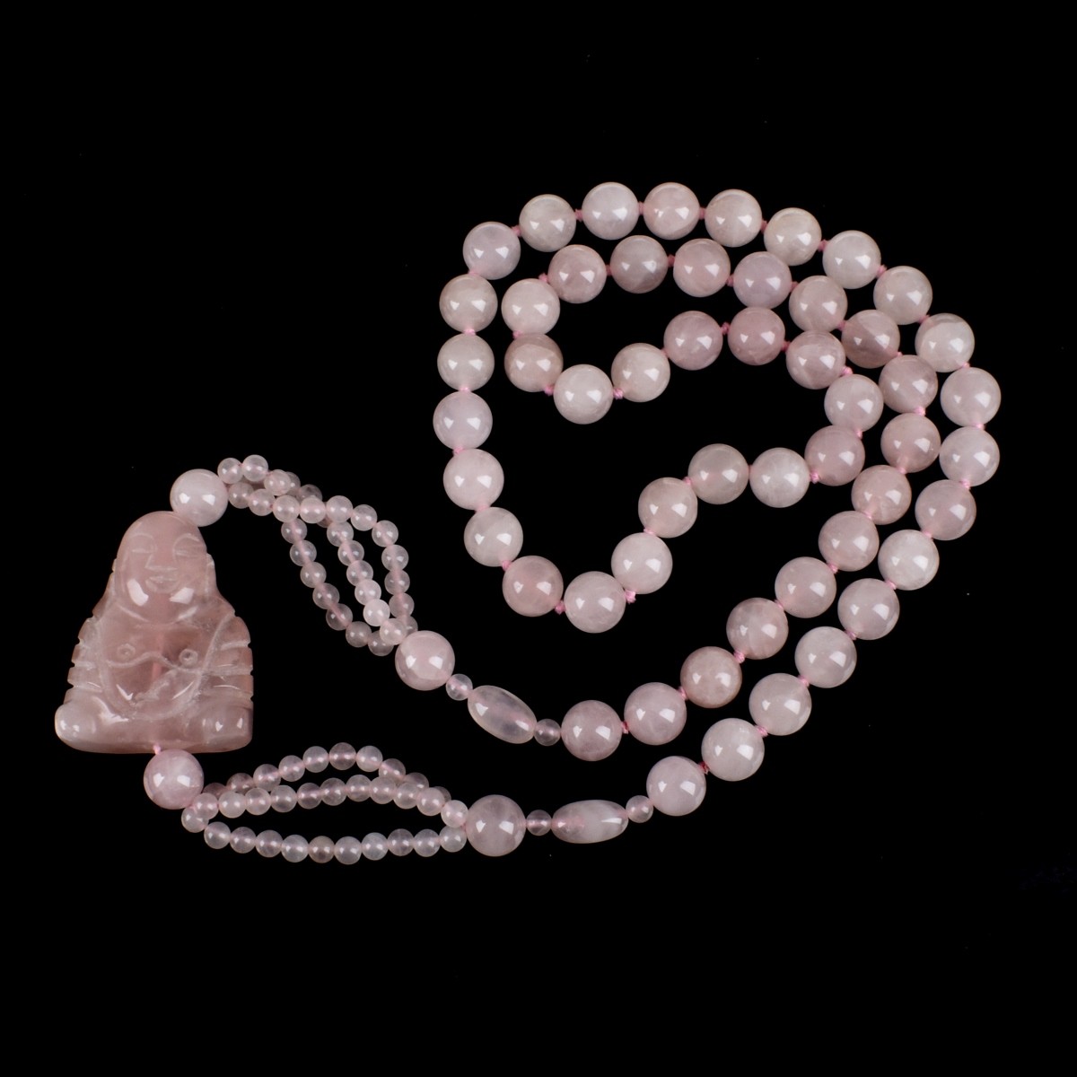 Rose Quartz Necklace with Buddha