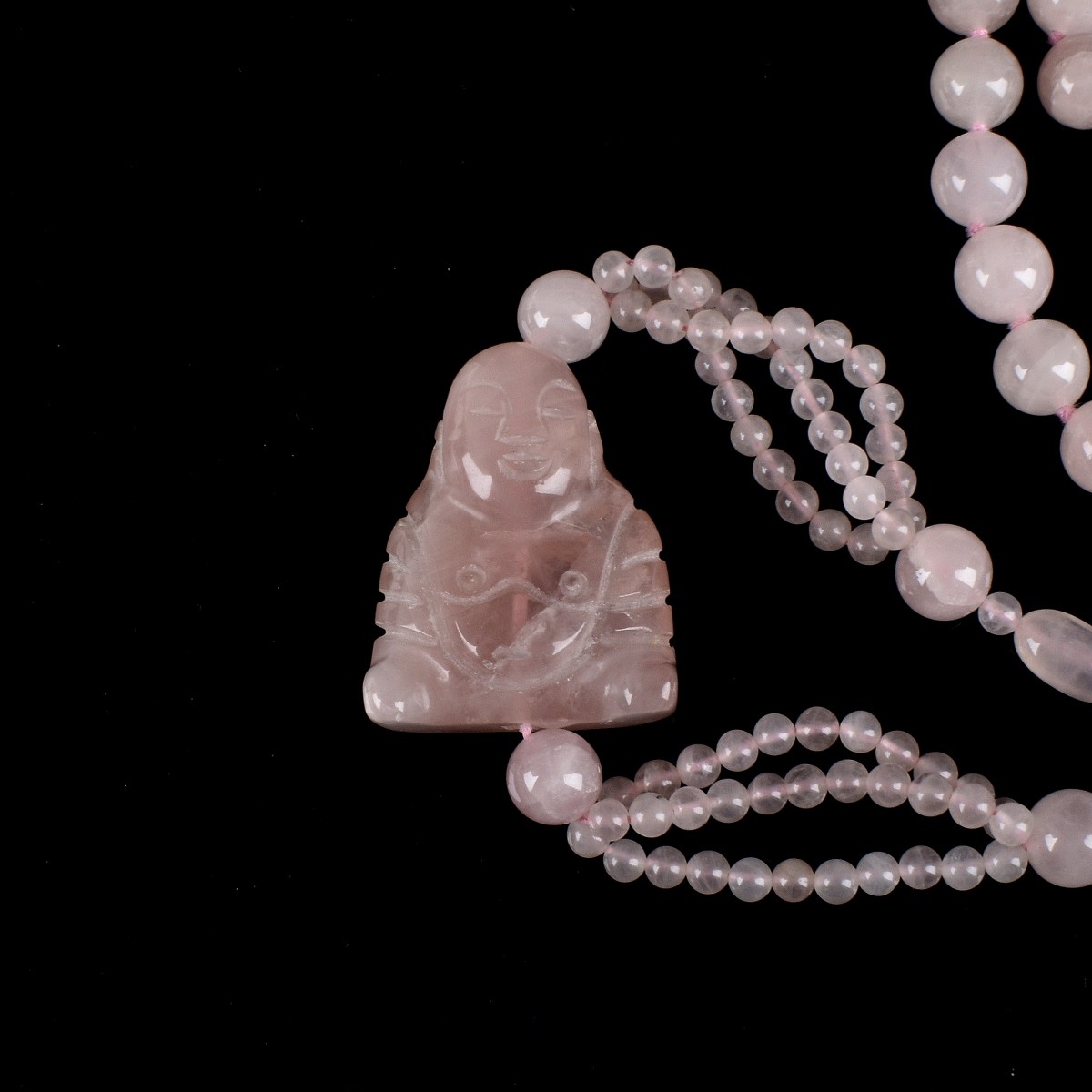 Rose Quartz Necklace with Buddha