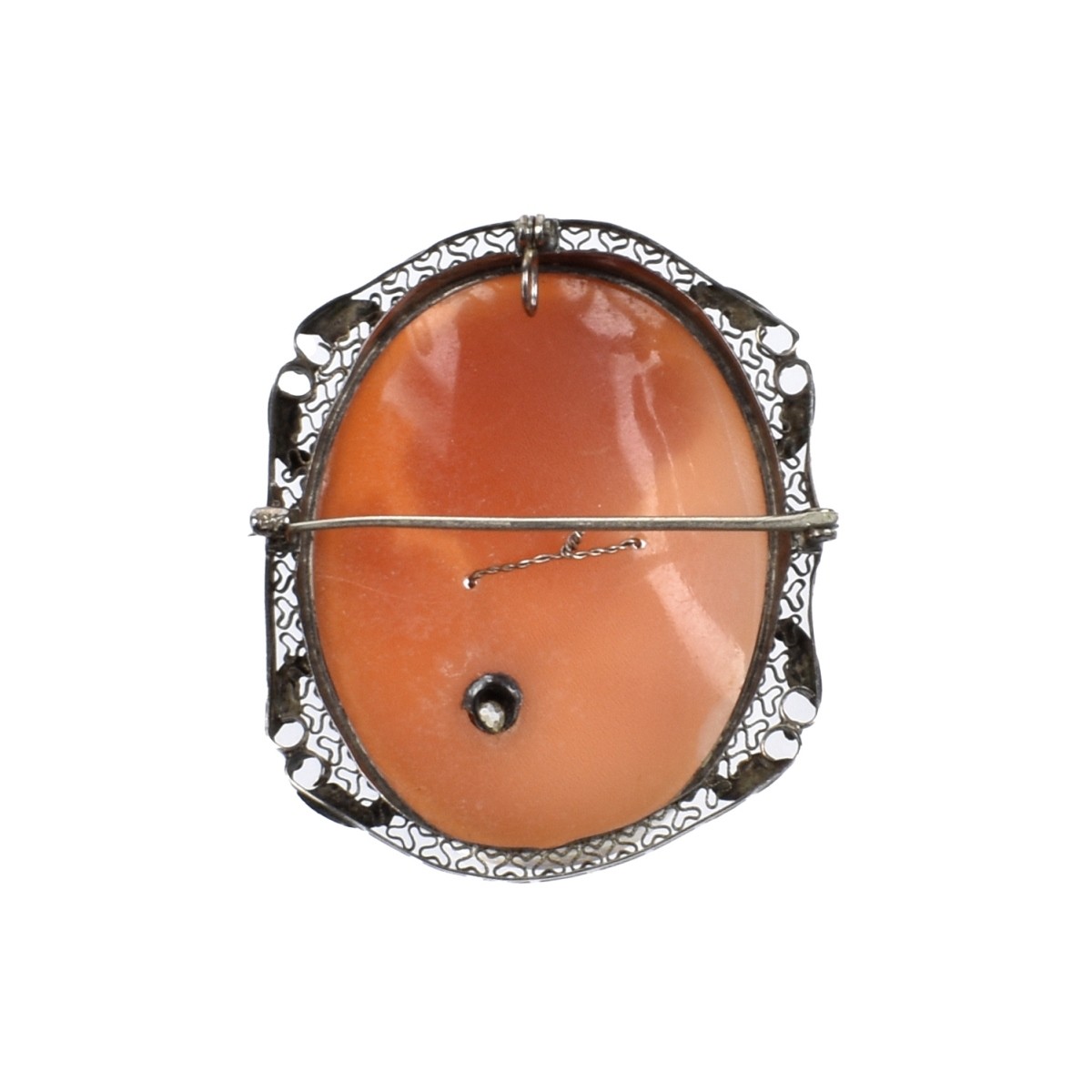 14K and Carved Shell Cameo Pendant / Brooch