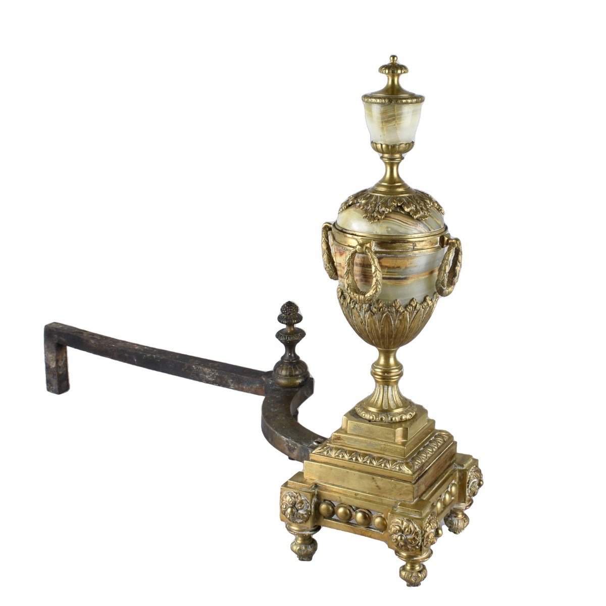 Gilt Bronze and Onyx Andirons