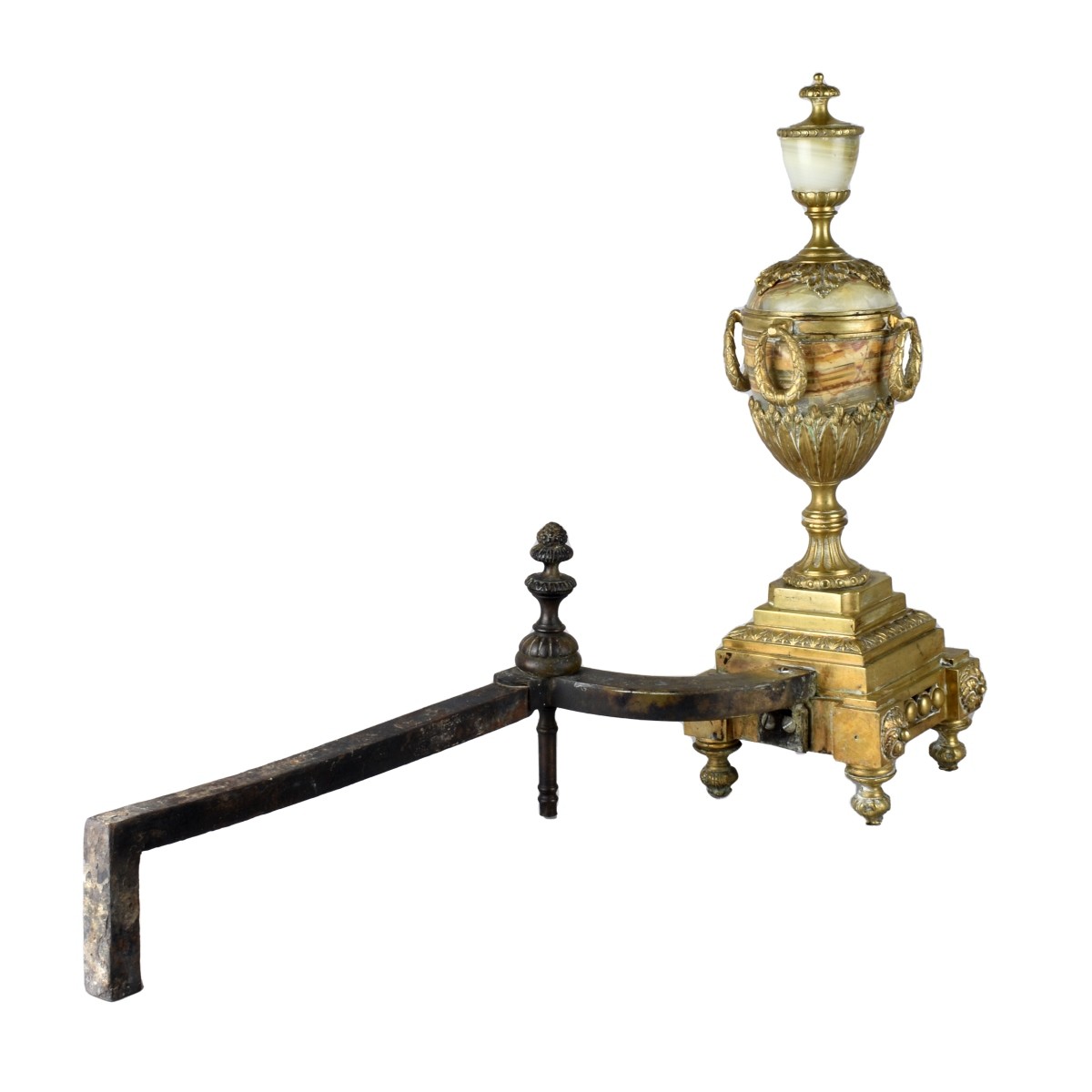 Gilt Bronze and Onyx Andirons