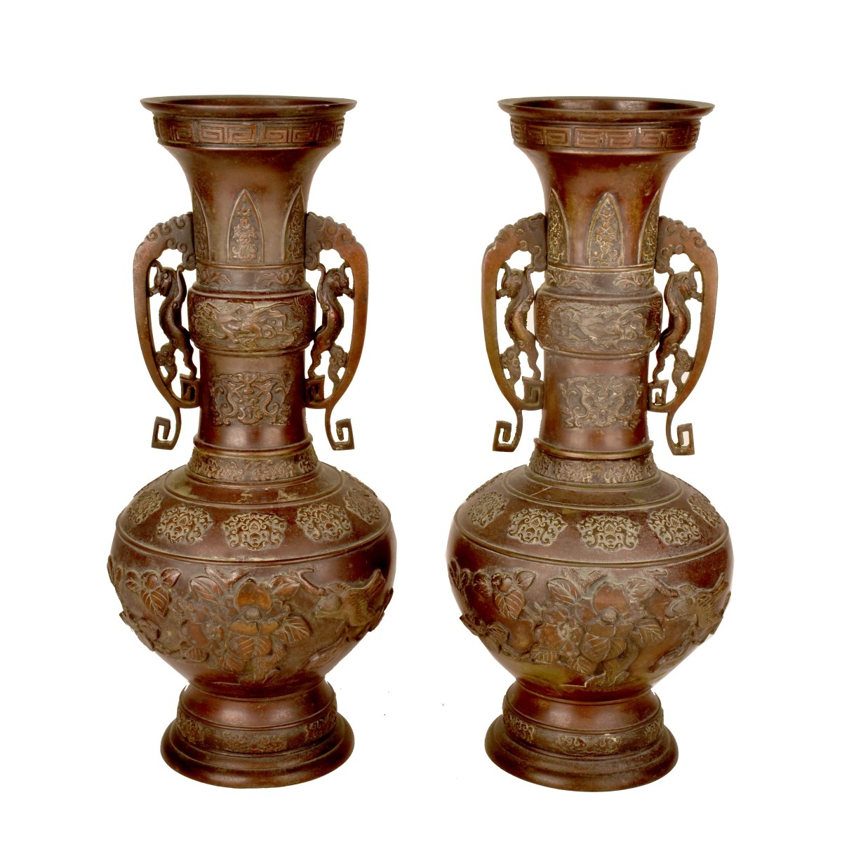 Pair of Japanese Bronze Vases