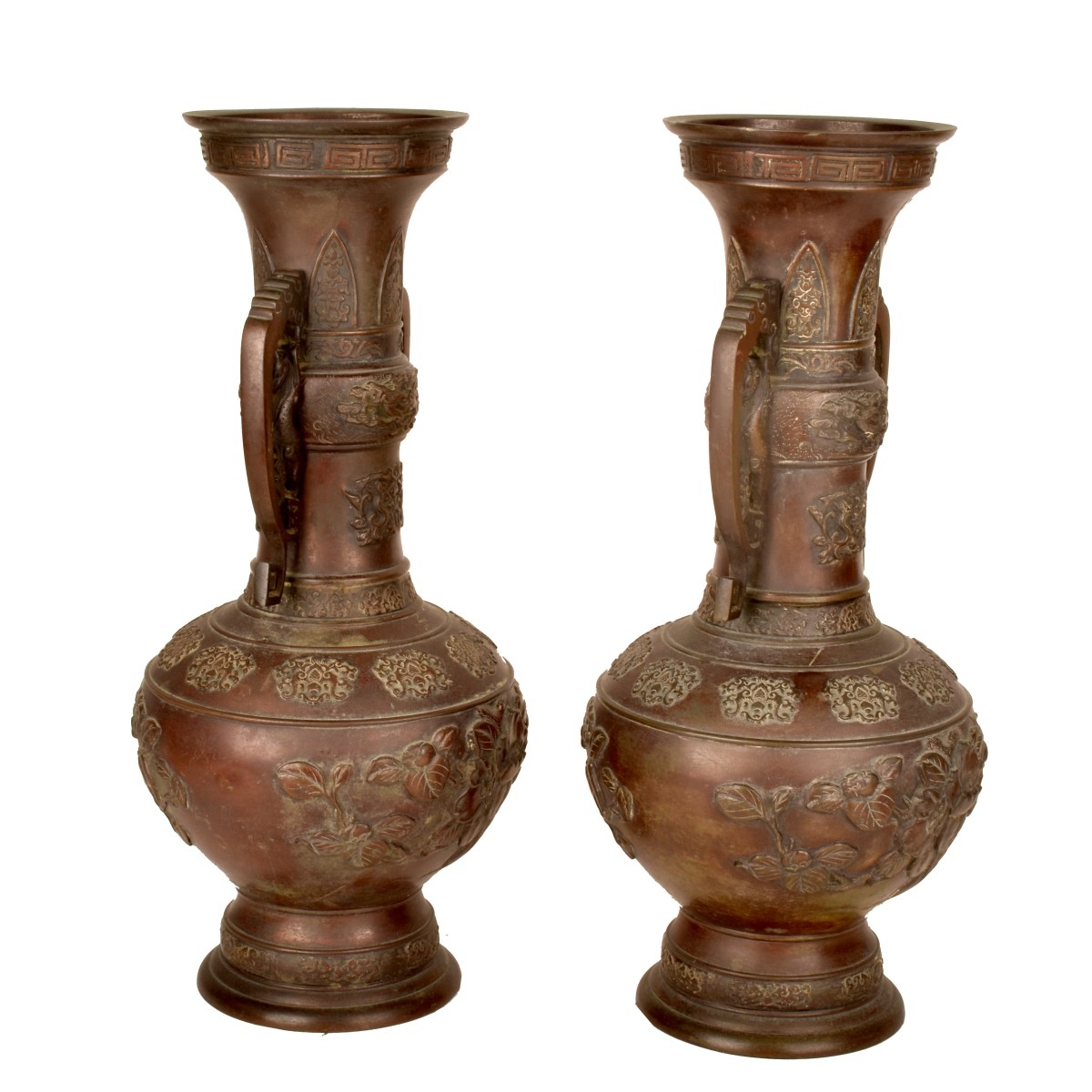 Pair of Japanese Bronze Vases