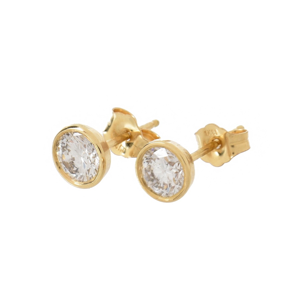 Diamond and 14K Ear Studs