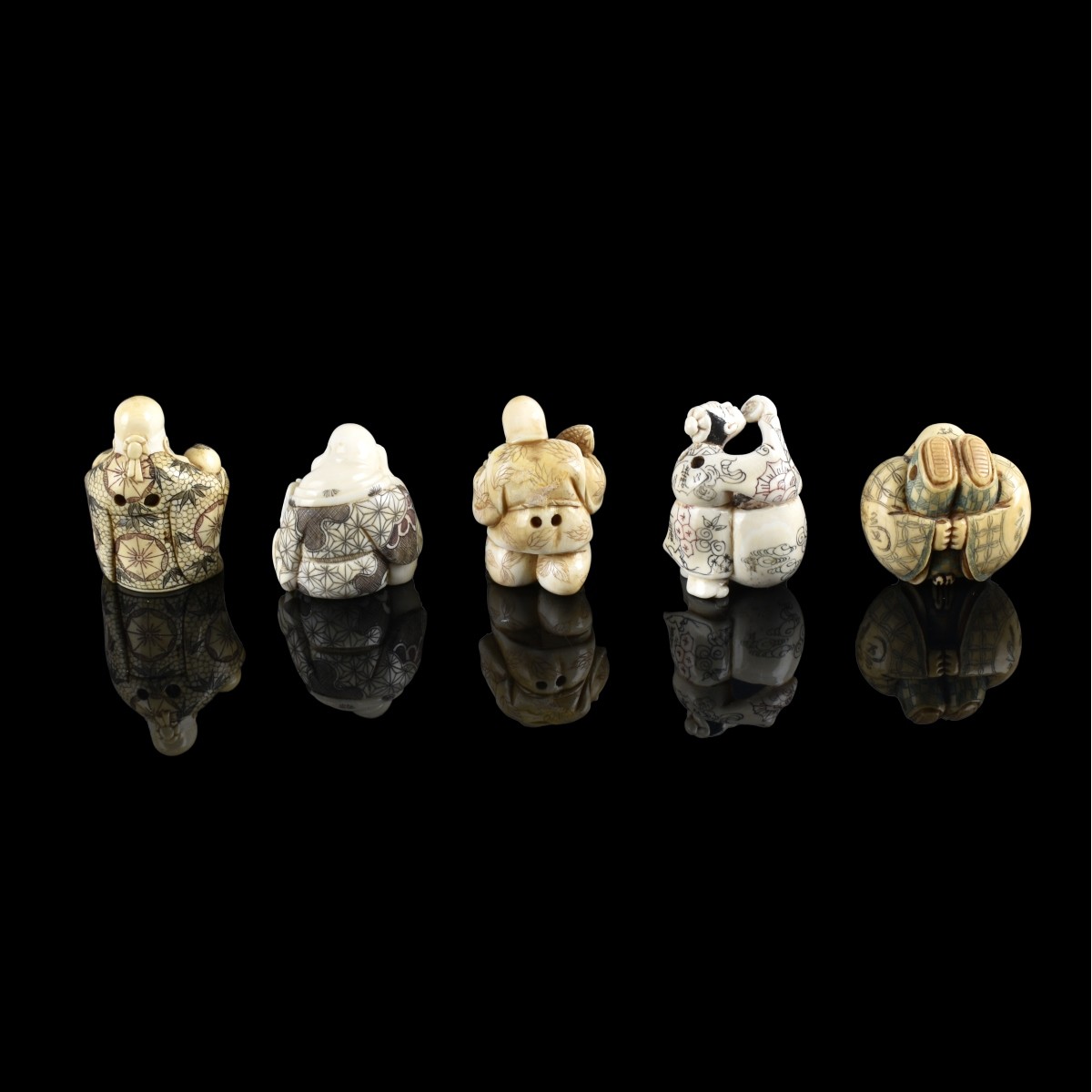 Five Antique Japanese Netsuke Figurines