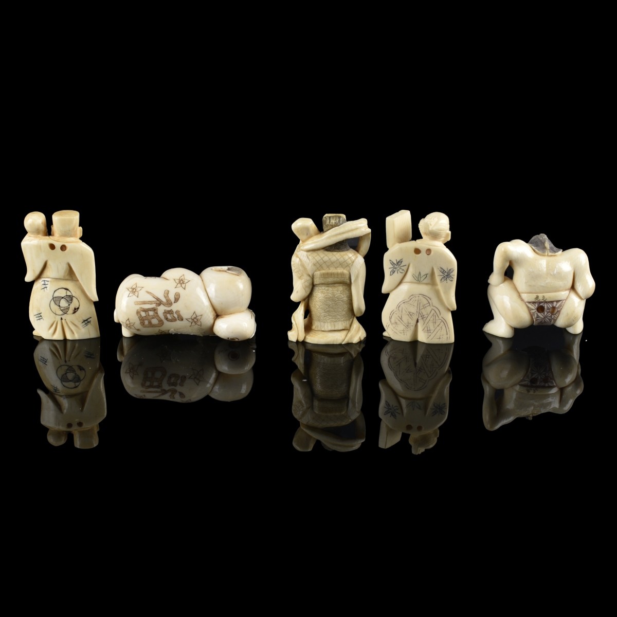 Five Antique Japanese Netsuke Figurines