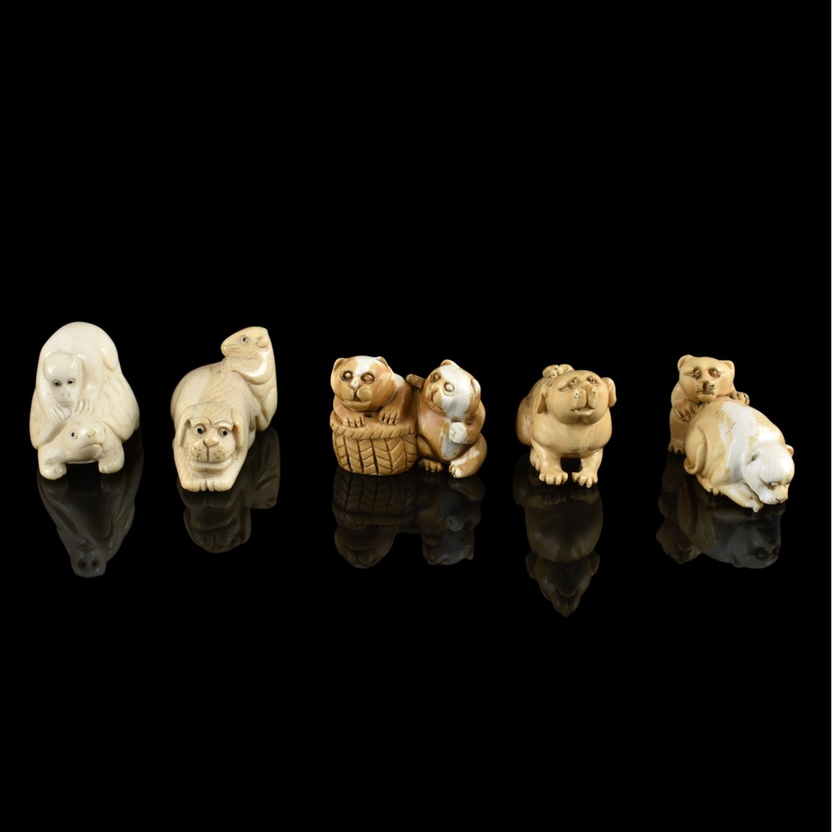 Five Antique Japanese Netsuke Figurines