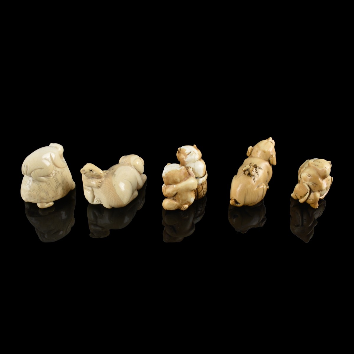 Five Antique Japanese Netsuke Figurines