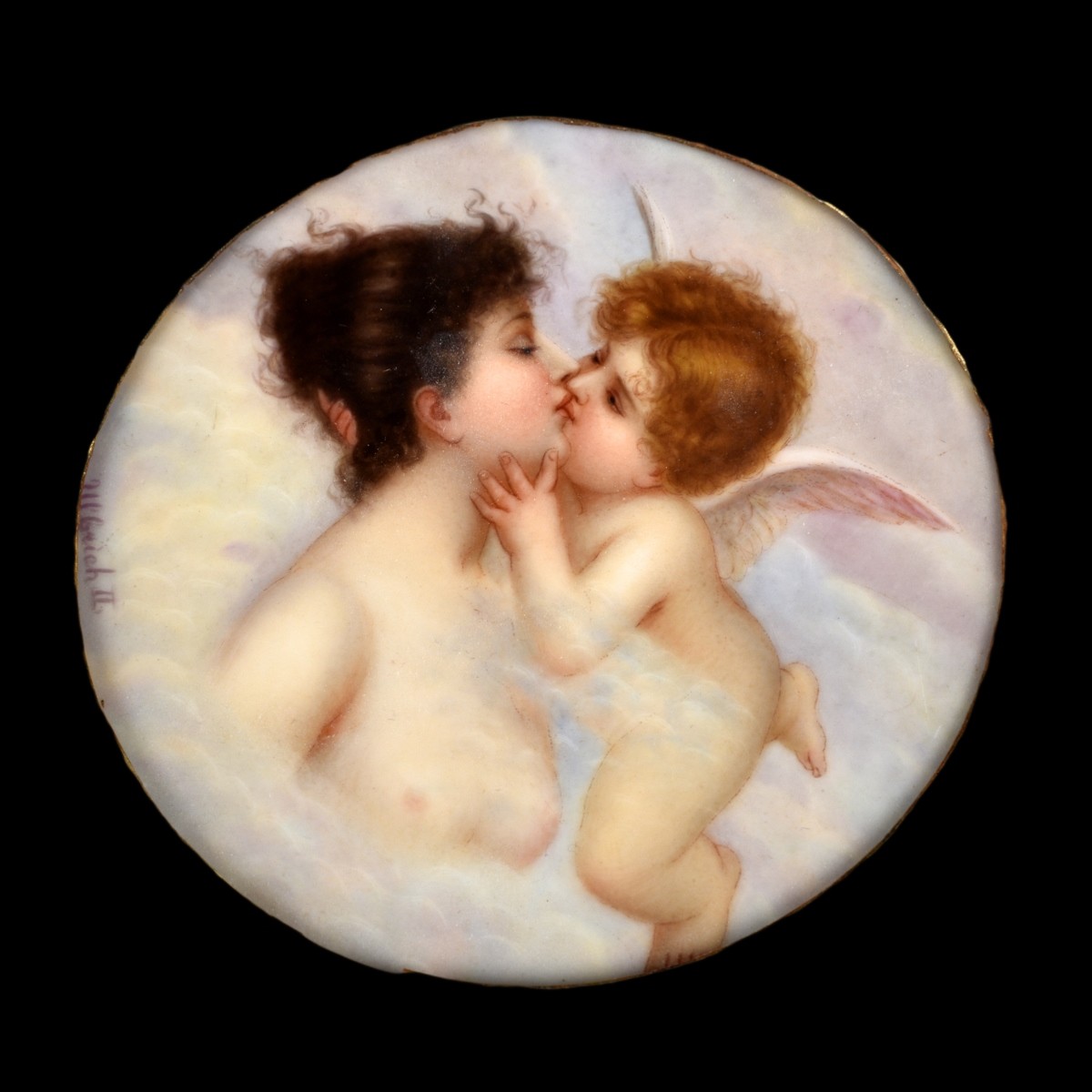 Antique Hand Painted Porcelain Plaque