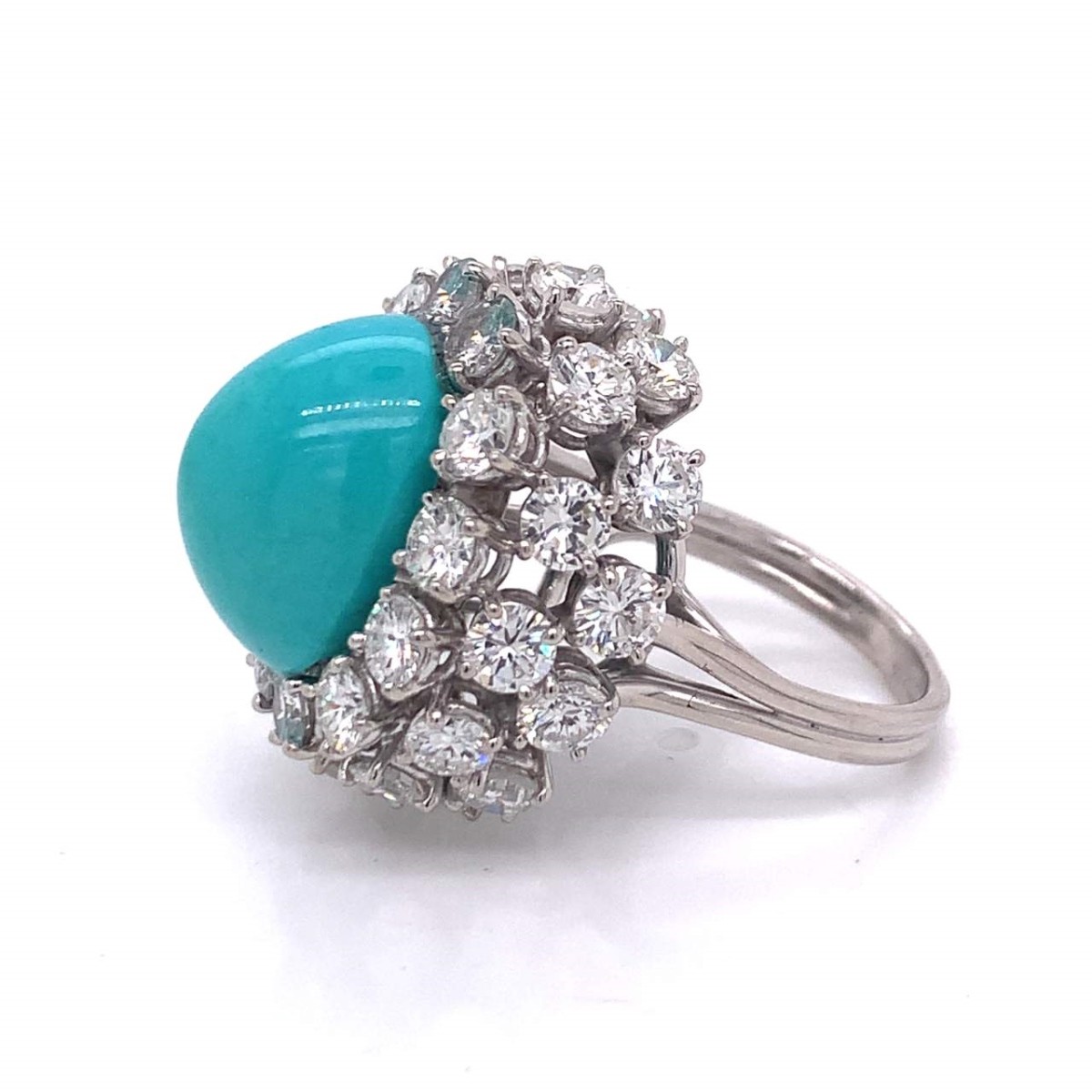 Diamond, Turquoise and Platinum Ring