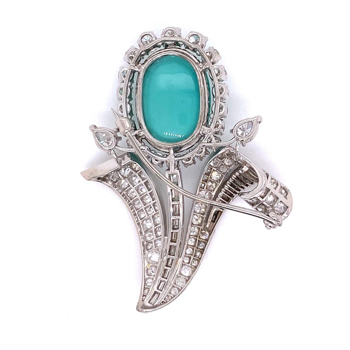 Diamond, Turquoise and Platinum Brooch