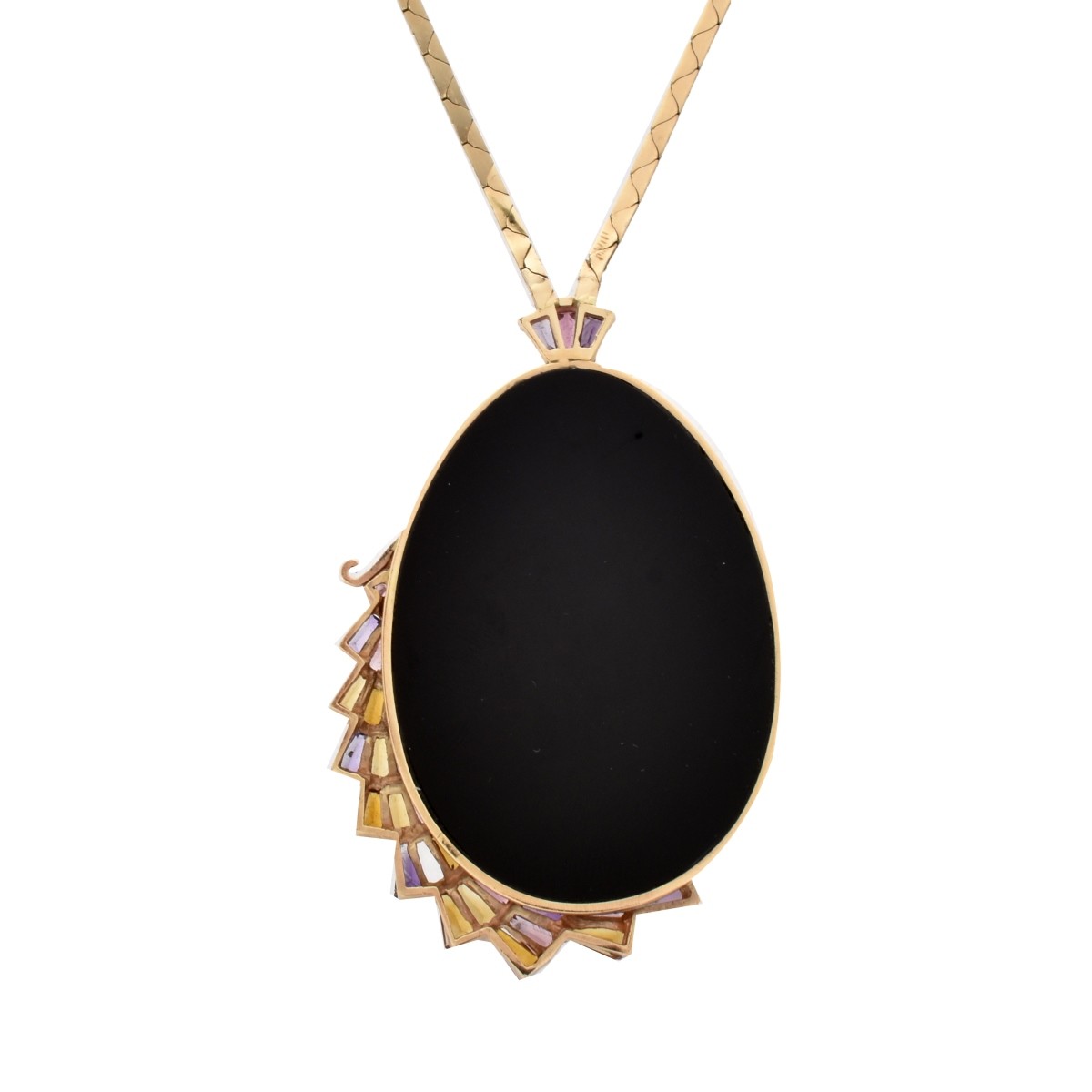 Erte Gemstone, Onyx and 14K Necklace