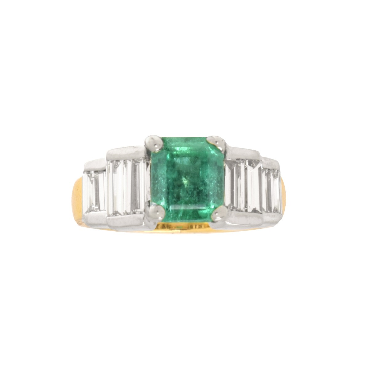 Emerald, Diamond and 14K Ring