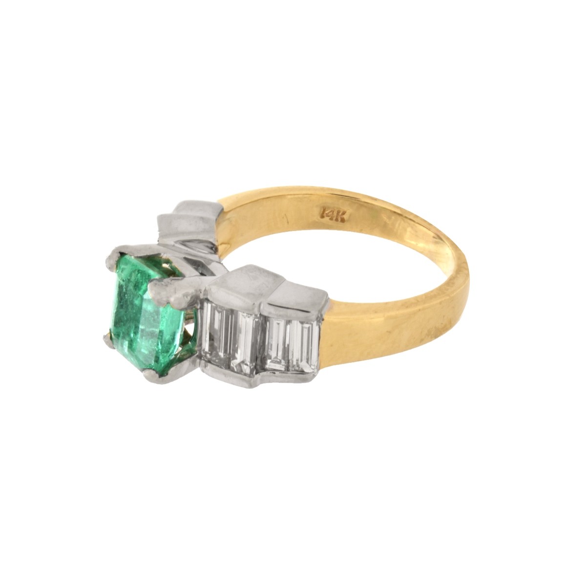 Emerald, Diamond and 14K Ring