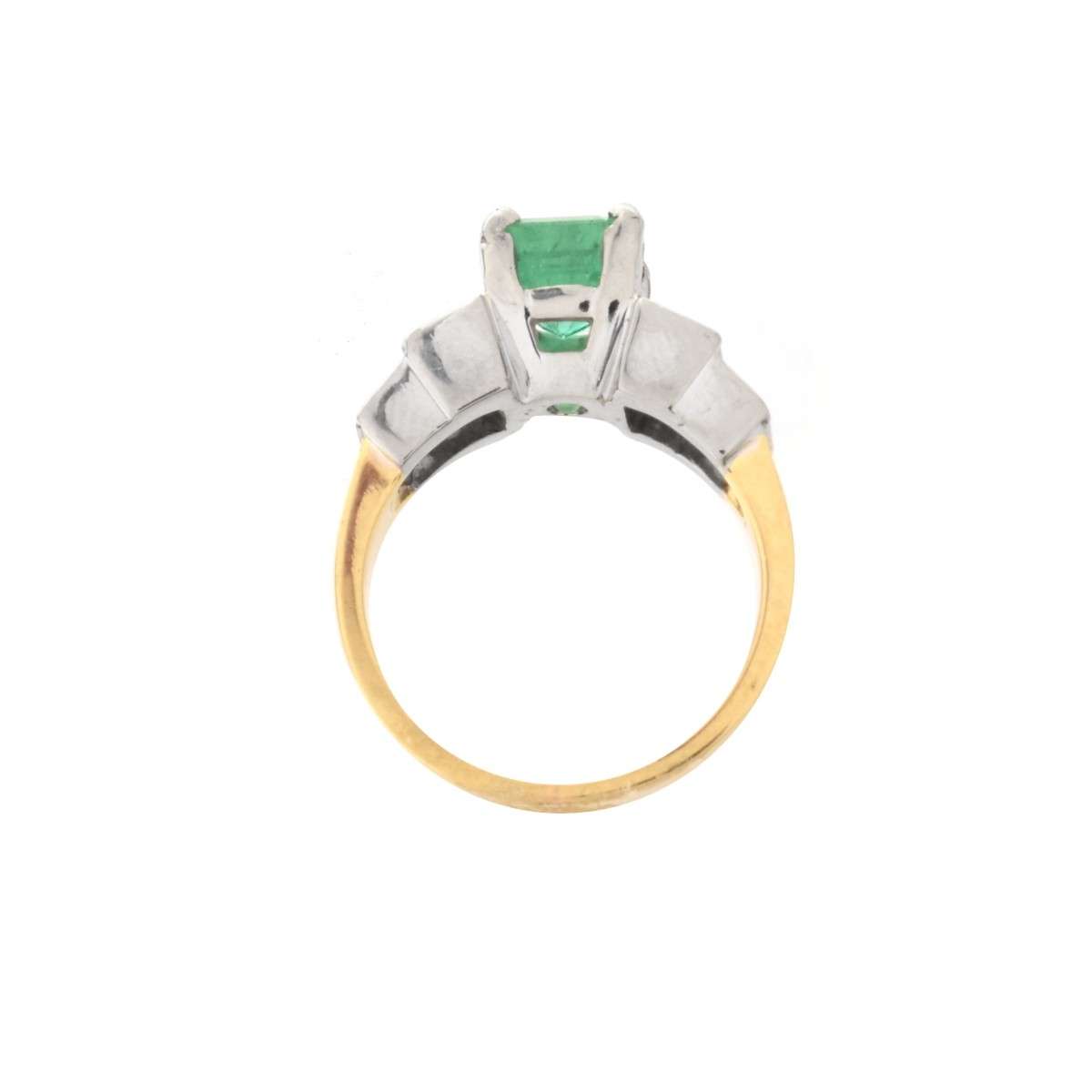 Emerald, Diamond and 14K Ring