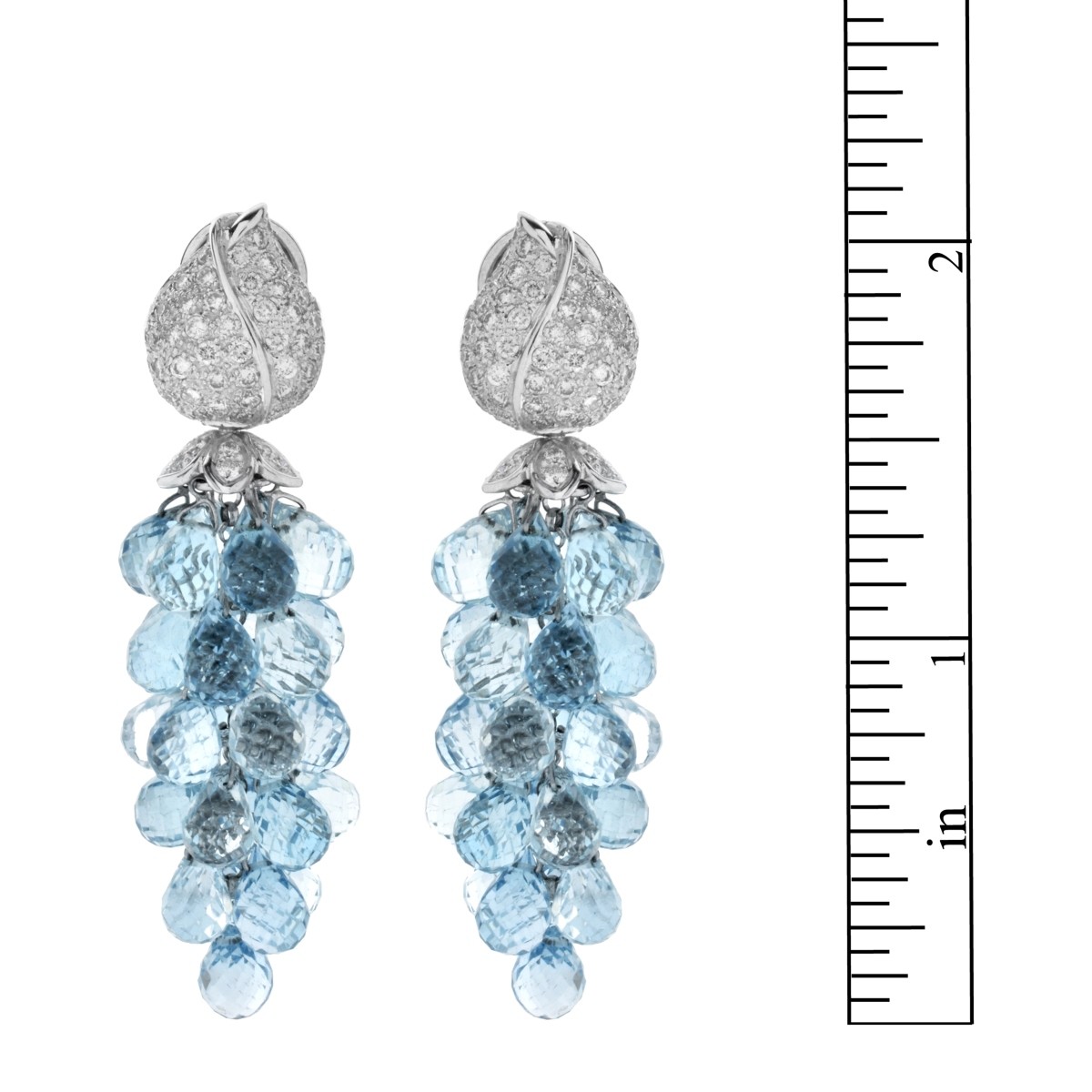 Diamond, Topaz and 18K Earrings