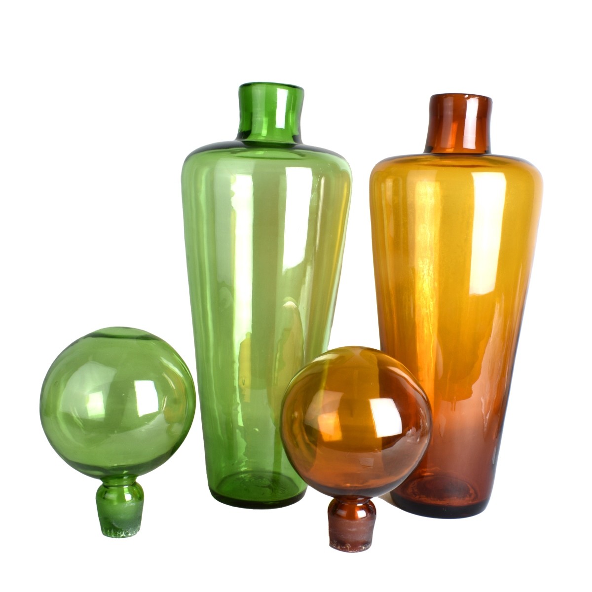 Blenko Glass Vessels with Stoppers