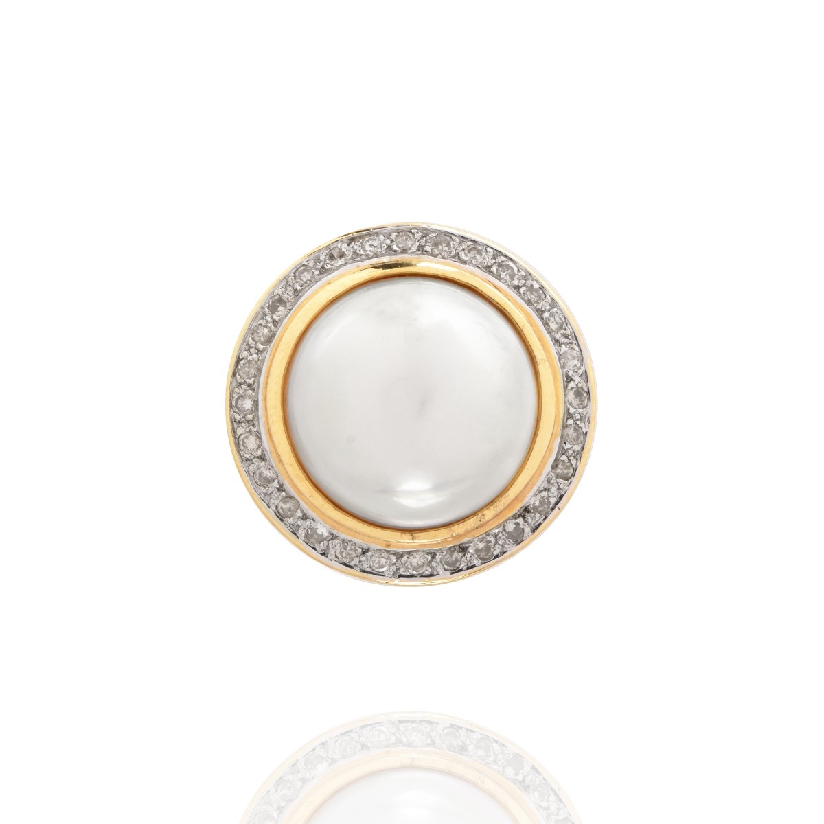 Pearl, Diamond and 14K Ring