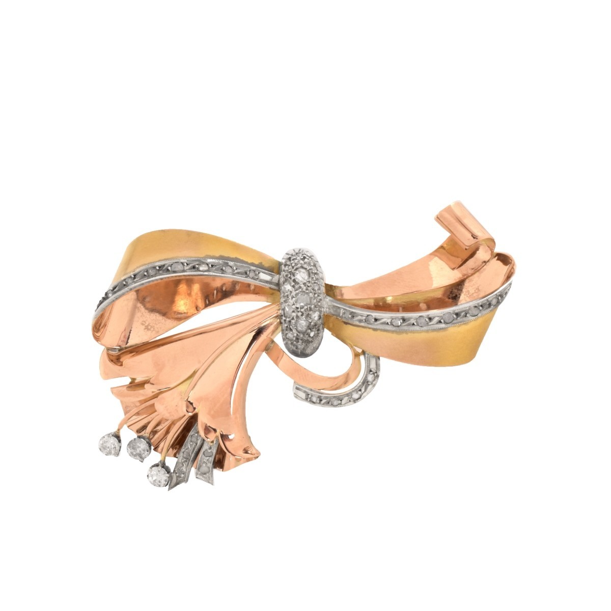 Diamond and 14K Brooch