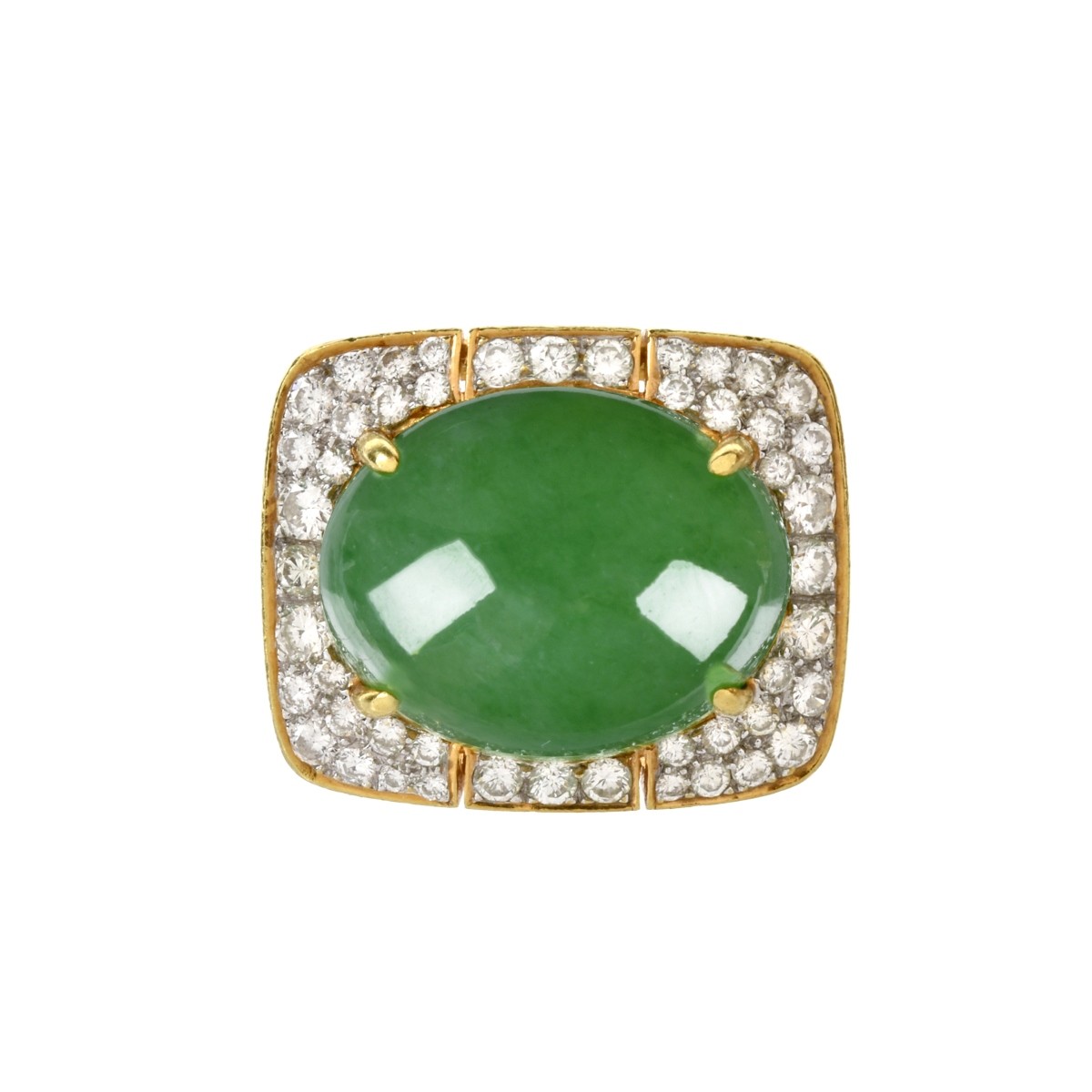 Jade, Diamond and 18K Ring