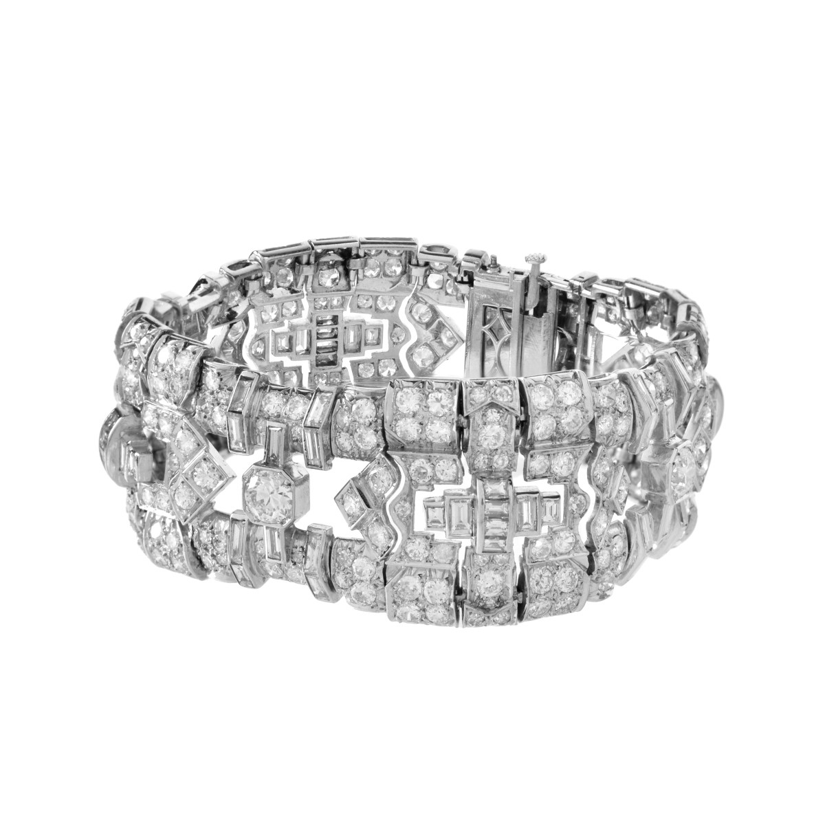 Deco Diamond and Platinum Bracelet