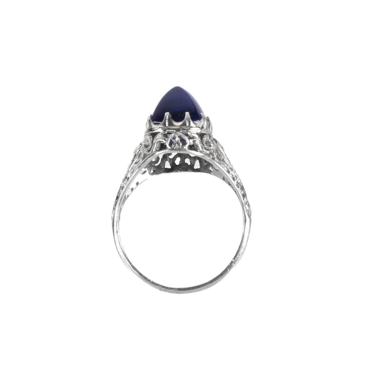 Sapphire, Diamond and Platinum Ring