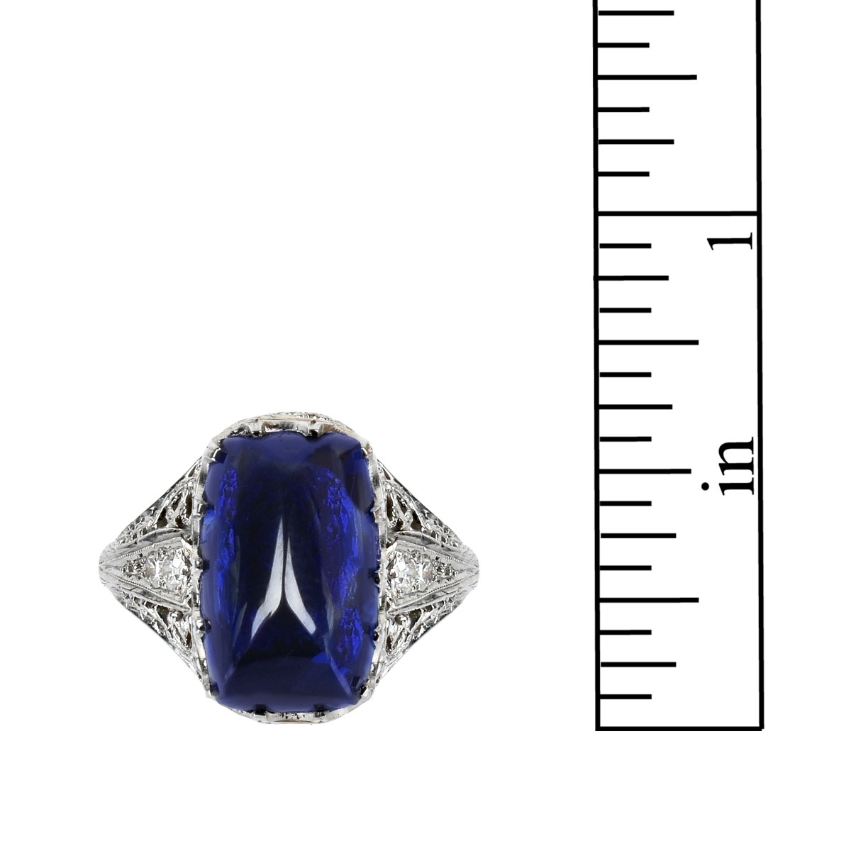 Sapphire, Diamond and Platinum Ring