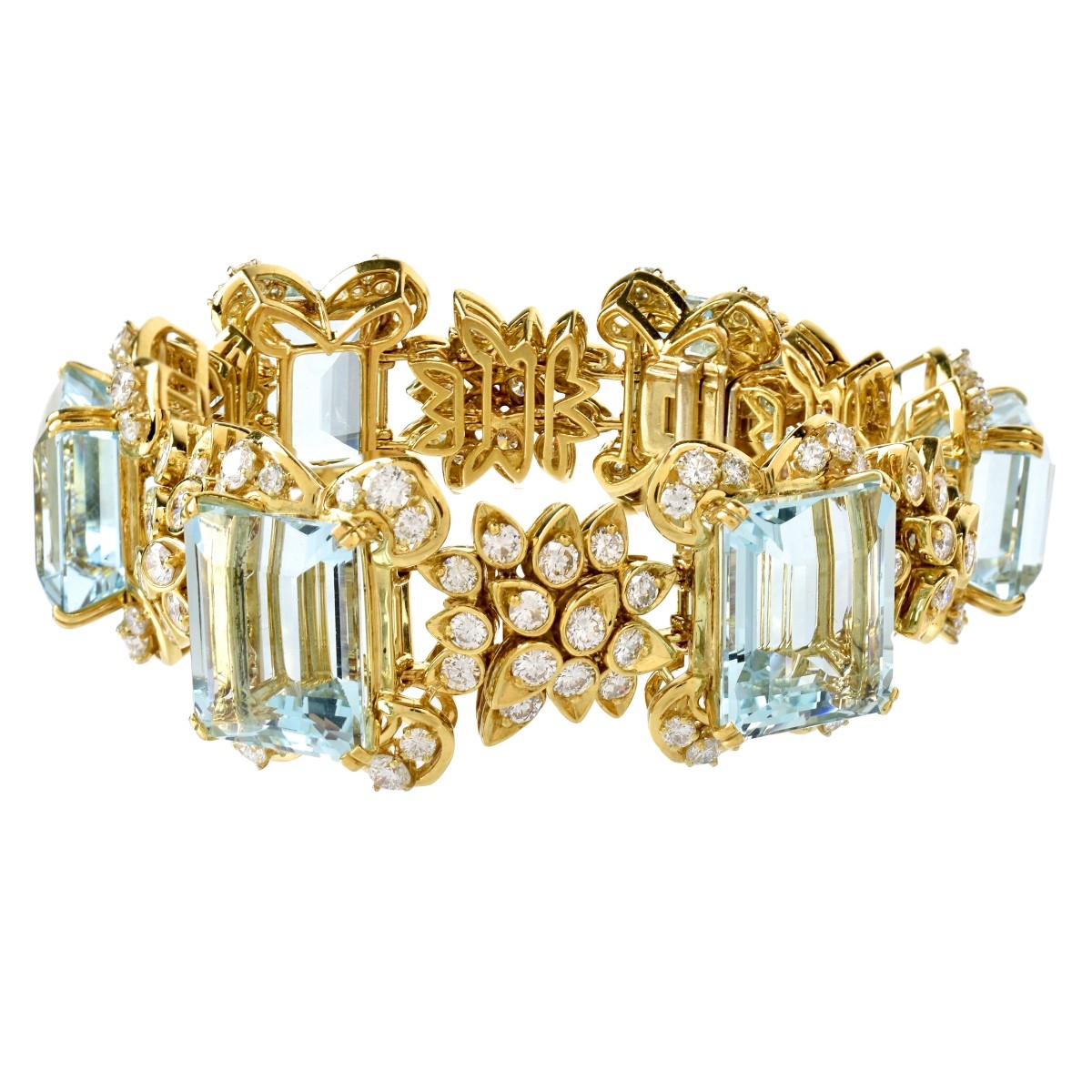 Aquamarine, Diamond and 18K Bracelet