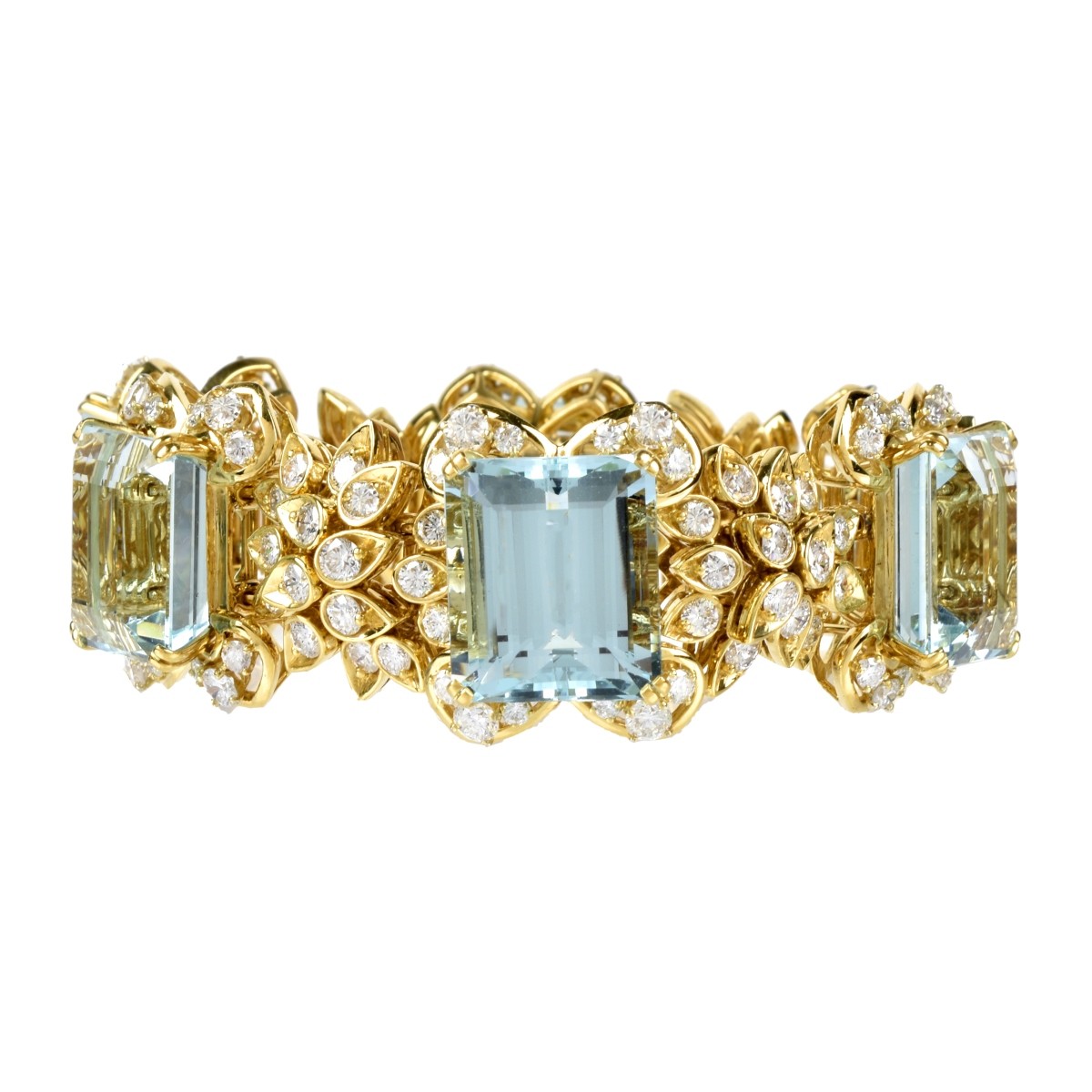 Aquamarine, Diamond and 18K Bracelet