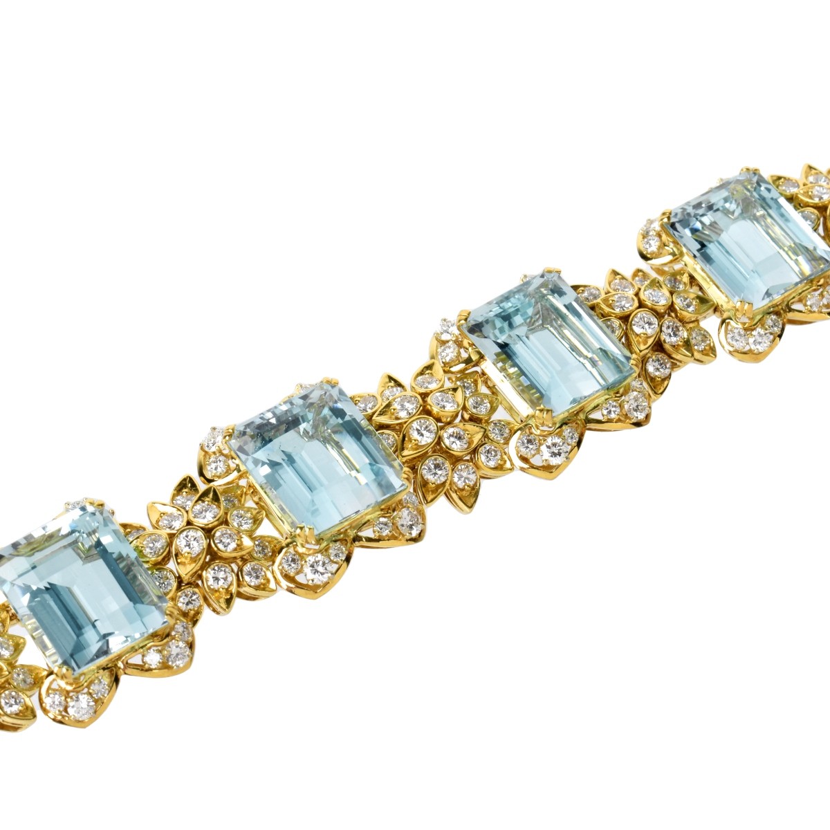 Aquamarine, Diamond and 18K Bracelet