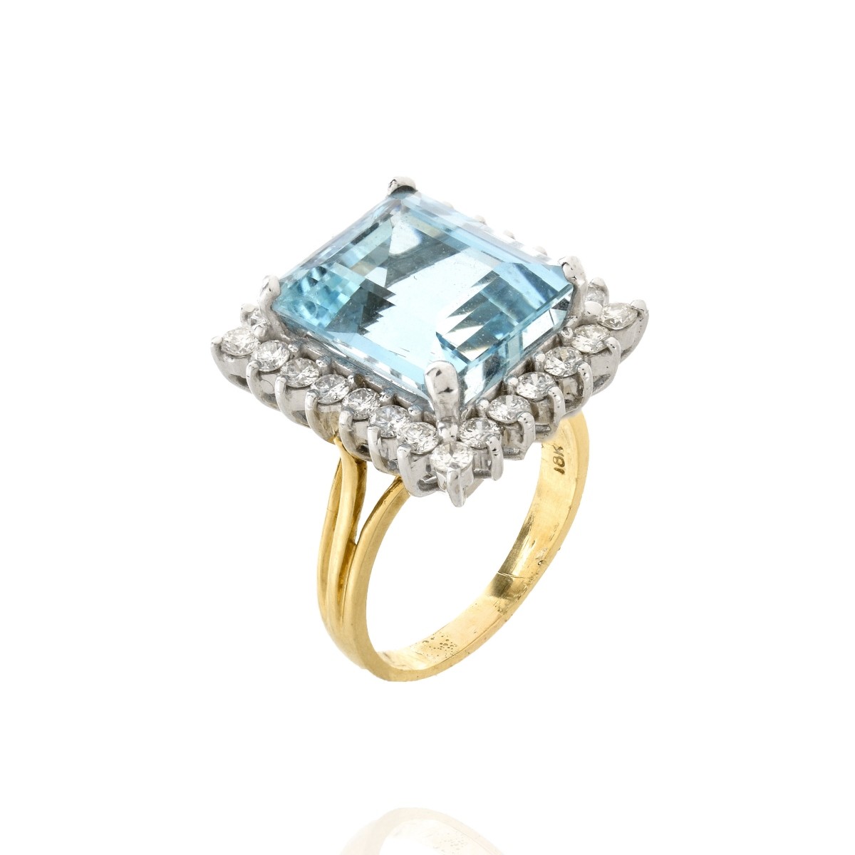 Aquamarine, Diamond and 18K Ring