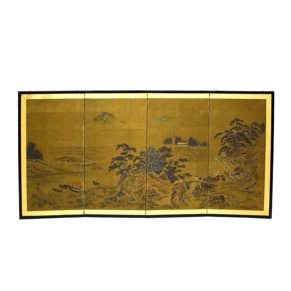 Japanese 4-Panel Byobu Folding Screen